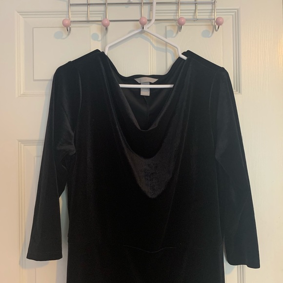 🎉 2/50 Black Velour Evening Dress - Picture 3 of 3